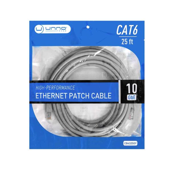 Unno 25Ft Ethernet Patch Cable CAT6 CB4325GY